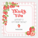 Search for retro pink gingham stickers Strawberry