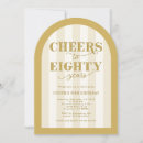 Search for cheers to 80 years birthday invitations Gold