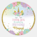 Search for unicorn birthday stickers Round