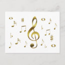 Search for musical notes postcards Gold