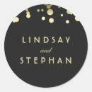 Search for confetti wedding stickers Black and gold