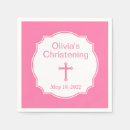 Search for girls christening napkins Pink cross
