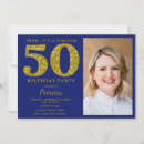 Search for blue and gold 50th birthday invitations Adult birthday party