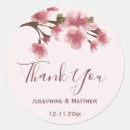 Search for pink cherry blossom wedding stickers Thank you