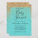 Search for teal baby girl shower invitations Glitter
