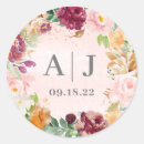 Search for blush floral wedding stickers Initials