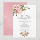 Search for pink and gold first communion invitations Botanical