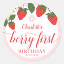 Search for cute strawberries stickers Girl 1st birthday