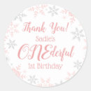 Search for snowflake thank you stickers First birthday