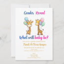 Search for giraffe gender reveal invitations Pink and blue