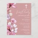 Search for pink cross first communion invitations Watercolor flowers