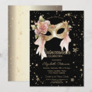 Search for pink and black masquerade party invitations Gold