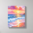 Search for blue and pink sunset canvas prints Beach