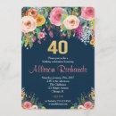 Search for floral 40th birthday invitations Navy