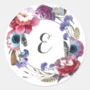 Search for floral wreath monogram wedding stickers Feathers