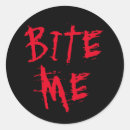 Search for bite me round stickers Halloween