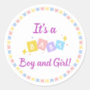 Search for twin boys baby shower stickers Gender reveal