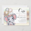 Search for elephant 1st birthday invitations Pink and gold
