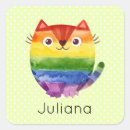 Search for kitty square stickers Watercolor