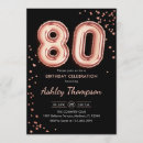 Search for number eighty invitations Rose gold glitter