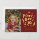 Search for peace joy love christmas cards Red and gold