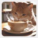 Search for drinking coffee stickers Cute cat