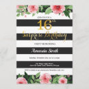 Search for stripes sweet 16 invitations Black and white stripes