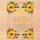 Search for sunflower 50th birthday invitations Watercolor
