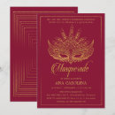 Search for burgundy masquerade party invitations Mask
