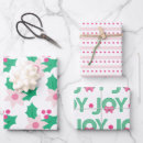 Search for pink poinsettia wrapping paper Holly berries