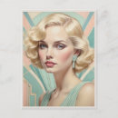 Search for art deco lady postcards Retro