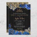 Search for royal blue black birthday invitations Glitter