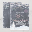 Search for snowflakes 1st birthday invitations Winter