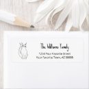 Search for black and white cat return address labels Minimalist