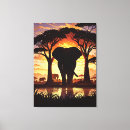 Search for african sunset canvas prints Elephant