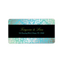 Search for turquoise and black return address labels Damask