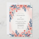 Search for navy blue peach wedding invitations Watercolor