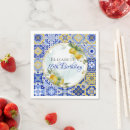 Search for blue tile napkins Mediterranean