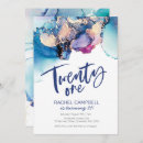 Search for blue 21st birthday invitations Watercolor