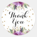 Search for purple floral thank you stickers Gold