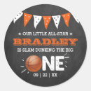 Search for basketball party stickers First birthday