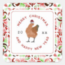 Search for chickens square stickers Watercolor