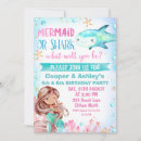 Search for mermaid shark birthday invitations Under the sea
