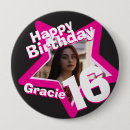 Search for birthday girl 16 badges Black