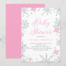 Search for pink snowflake baby shower invitations Silver glitter