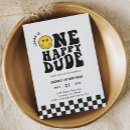 Search for one happy dude 1st birthday invitations Boy first birthday