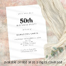 Search for white 50th birthday invitations Contemporary
