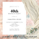 Search for female 40th birthday invitations Simple