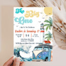 Search for the big one surf 1st birthday invitations Turquoise
