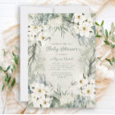 Search for green and white baby shower invitations Botanical
